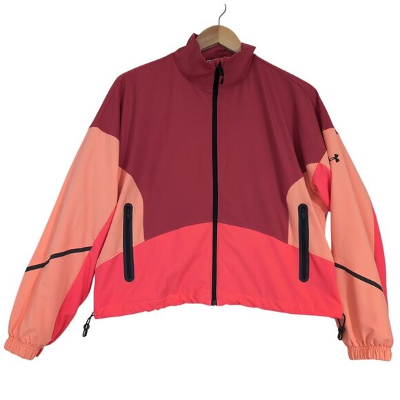 Under Armour Unstoppable Jacket Womens S Orange Full Zip Athletic Athleisure - Picture 1 of 11